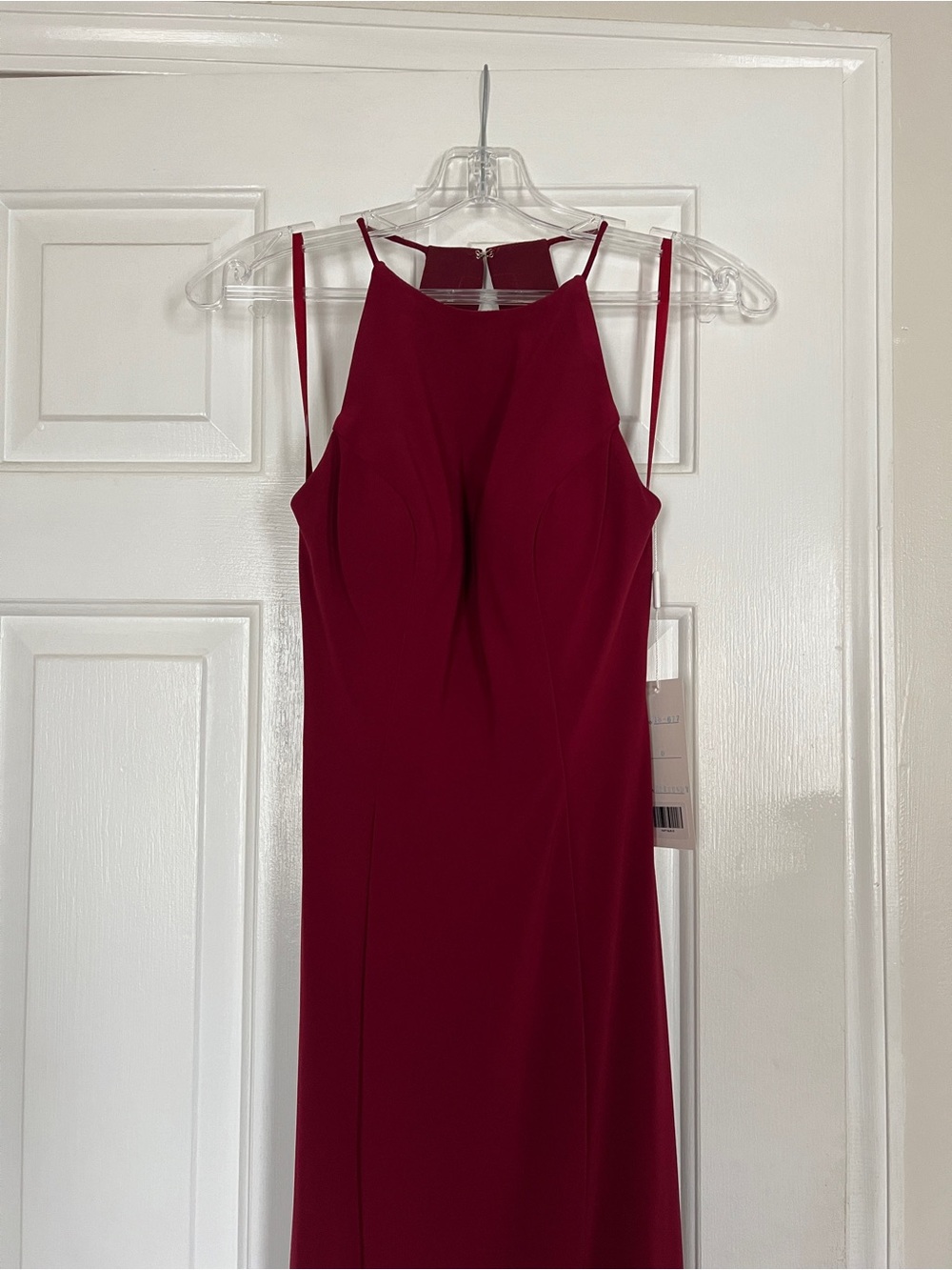 Madison James Burgundy Halter Gown